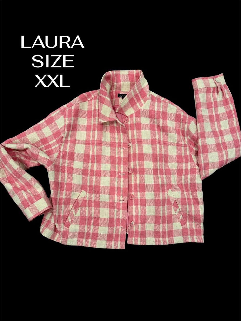 LAURA Pink Plaid Women's Jacket Size XXL